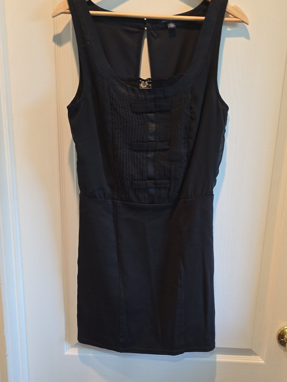 American Eagle Outfitters Black Sleeveless Mini Dress with Pintuck Front